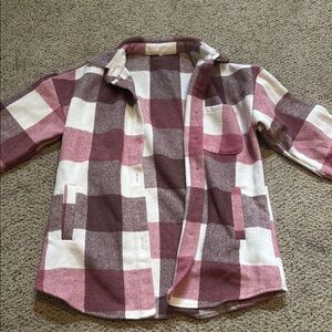 Women’s Plaid Jacket - Pink and White